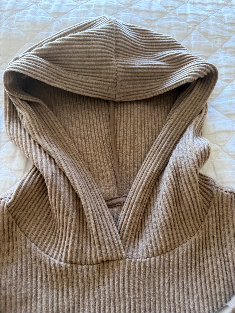 ALO XS New without tags Yoga Ribbed Joggers and Cropped Hoodie Set - Taupe Brown - Picture 7 of 7